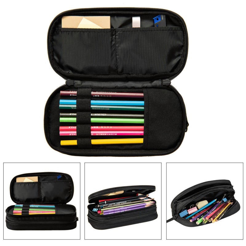 Perinsto Cute Rubber Ducky Pencil Case Big Capacity Multi Compartment Stationery Box Yellow Cartoon Ducks Pencil Pouch Holder Desk Organizer For School Office Home  Black - Image 5